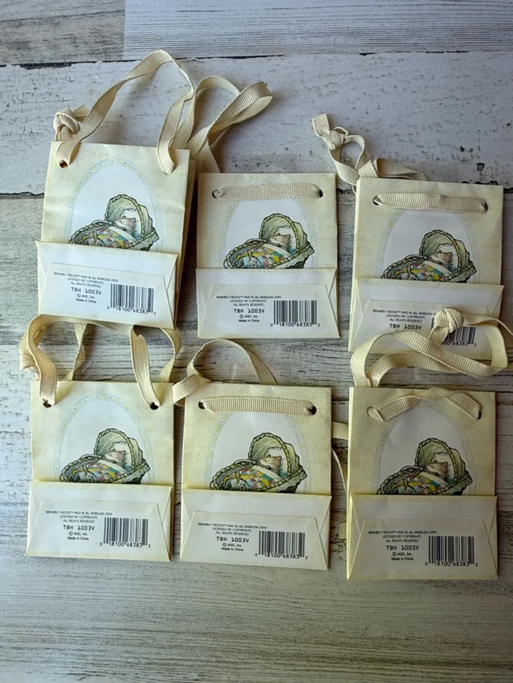Vintage Brambly Hedge Illustrated Small Mini Gift Bags Set of 6 (2000)
